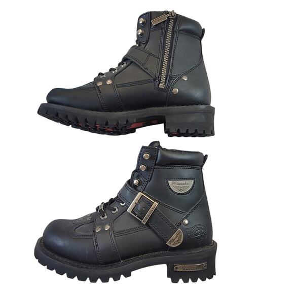 Milwaukee Motorcycle Men's Black Road Captain Boots SZ 7 - Picture 8 of 11